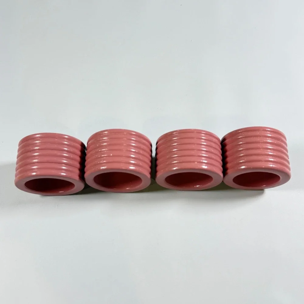 VTG‎ Napkin Rings 4 Pink Mauve Beehive Ribbed Park B Smith Cottagecore Grandmam